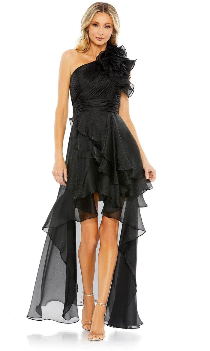 Mac Duggal A49527 - Ruffled High Low Cocktail Dress Cocktail Dresses 0 / Black