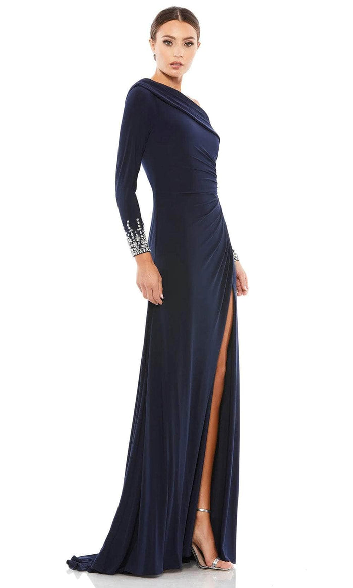 Mac Duggal Evening - 12231 One-Shoulder Asymmetrical Long Gown Evening Dresses 10 / Midnight Blue