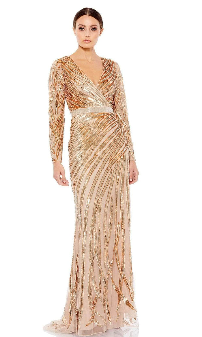 Mac Duggal Evening 5438 - Surplice V-Neck Sequin Evening Dress Evening Dresses 18 / Copper