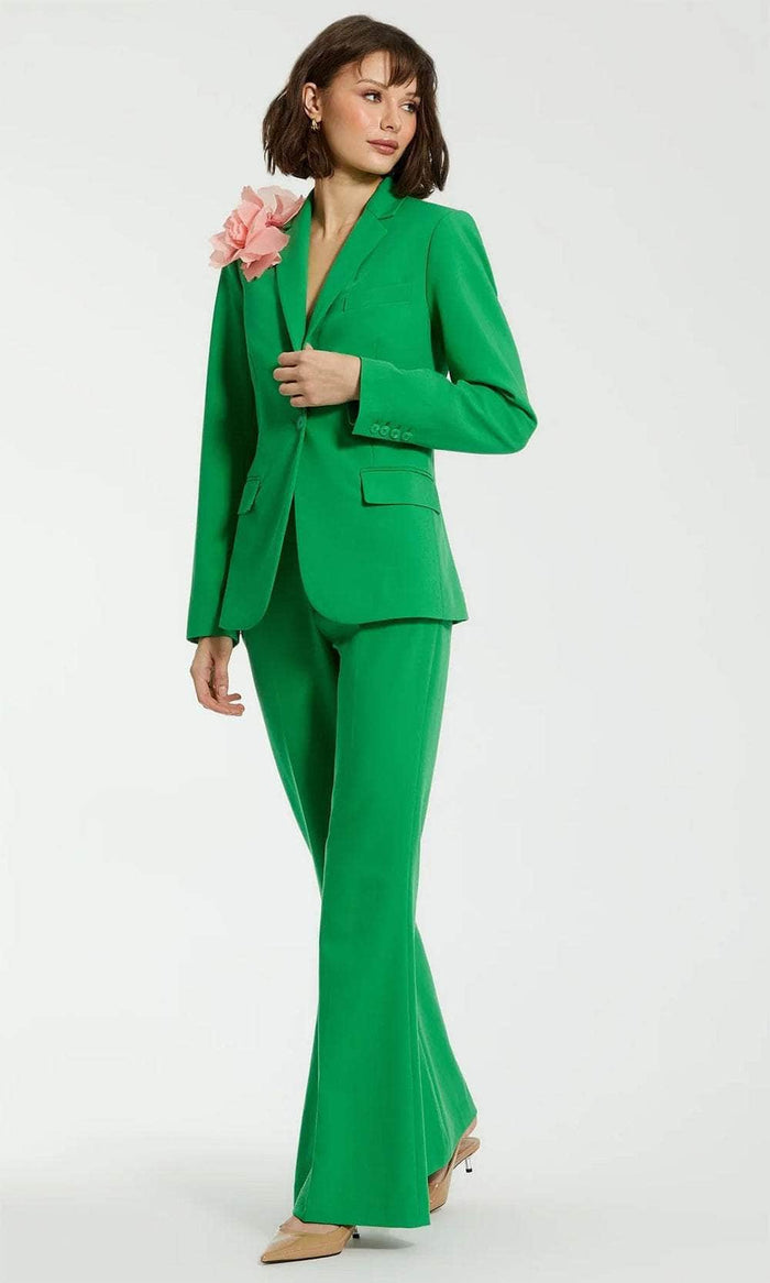 Mac Duggal R81065 - V-Neck Applique Pantsuit Formal Pantsuits XS / Spring Green