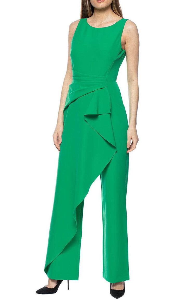 Marina 267299 - Sleeveless Jewel neck Jumpsuit Special Occasion Dress 8 / Emerald