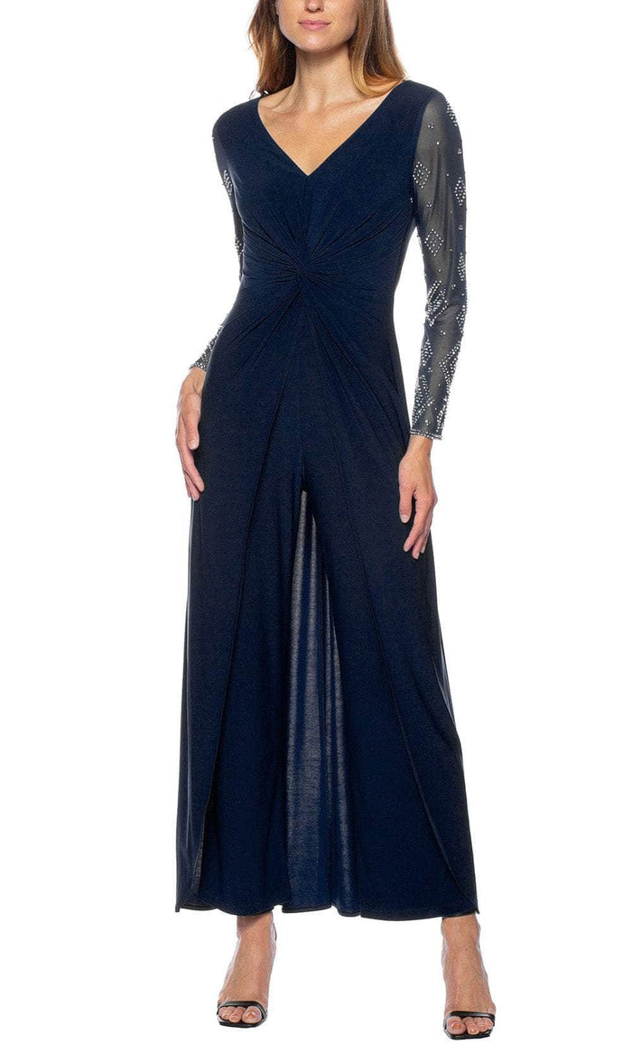 Marina 267919 - Knot Twist Jumpsuit with Overskirt Special Occasion Dress 4 / Navy