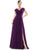 Marsoni by Colors - Gathered V Neck Off Shoulder A-Line Gown M251 Mother of the Bride Dresses 14 / Eggplant