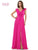 Marsoni by Colors - M251 V Neck Off Shoulder A-Line Gown Mother of the Bride Dresses 4 / Fuchsia