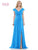 Marsoni by Colors - M251 V Neck Off Shoulder A-Line Gown Mother of the Bride Dresses 4 / Ocean Blue