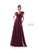 Marsoni by Colors - M251 V Neck Off Shoulder A-Line Gown Mother of the Bride Dresses 4 / Wine