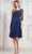 Marsoni by Colors M312S - Jeweled Scalloped Waist Cocktail Dress Special Occasion Dress 6 / Navy