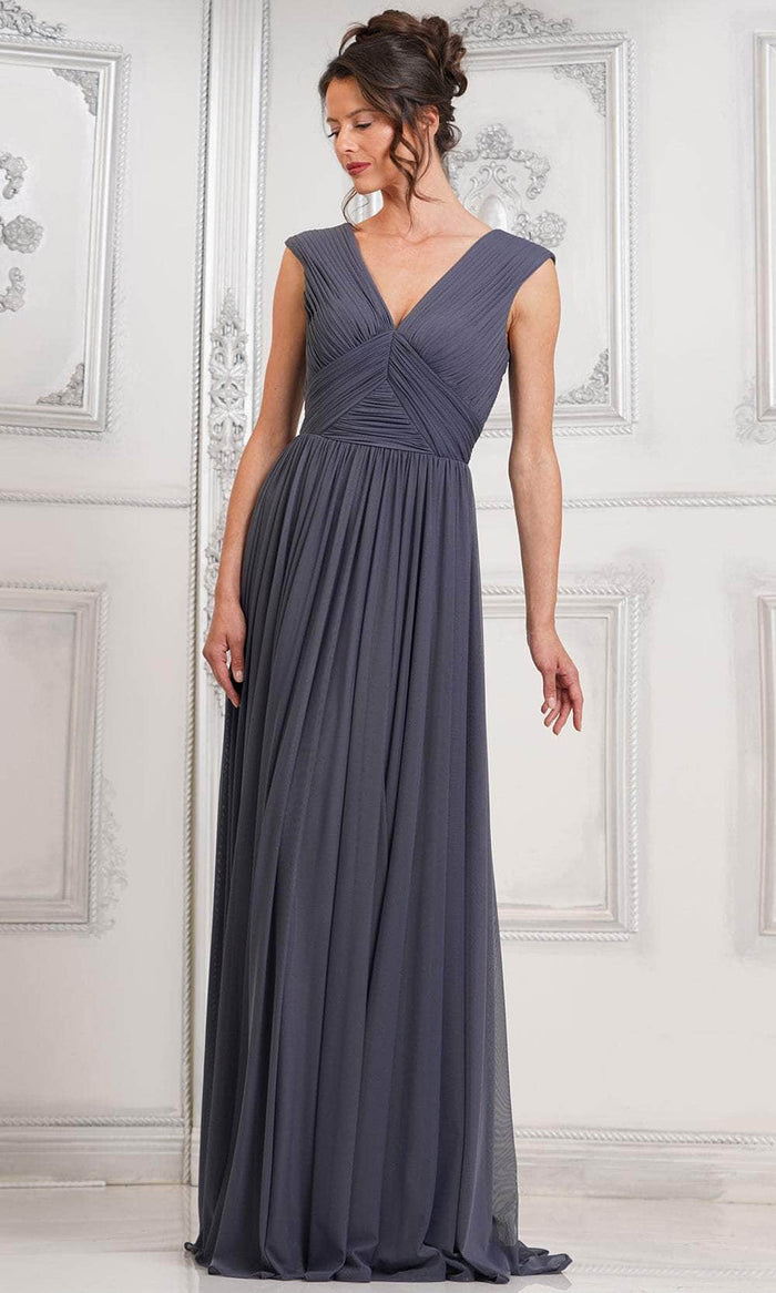 Marsoni by Colors M324 - Cap Sleeve Ruched Evening Dress Special Occasion Dress 6 / Charcoal