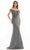 Marsoni by Colors - MV1003 Off Shoulder Jewel Accented Mermaid Gown Mother of the Bride Dresses 4 / Charcoal