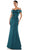 Marsoni by Colors - MV1003 Off Shoulder Jewel Accented Mermaid Gown Mother of the Bride Dresses 4 / Deep Green