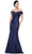 Marsoni by Colors - MV1003 Off Shoulder Jewel Accented Mermaid Gown Mother of the Bride Dresses 4 / Navy