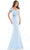 Marsoni by Colors - MV1003 Off Shoulder Jewel Accented Mermaid Gown Mother of the Bride Dresses 4 / Sky Blue