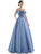 Marsoni by Colors - MV1008 Floral Beaded Surplice Off Shoulder Gown Mother of the Bride Dresses 4 / Slate Blue