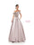 Marsoni by Colors - MV1008 Floral Beaded Surplice Off Shoulder Gown Mother of the Bride Dresses 4 / Taupe