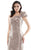 Marsoni by Colors MV1065 - Asymmetric Bow Accent Cocktail Dress Wedding Guest 6 / Light Gold