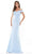 Marsoni by Colors - MV1153 Satin Off-Shoulder Mermaid Evening Gown Prom Dresses 10 / Wedgewood