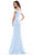 Marsoni by Colors - MV1153 Satin Off-Shoulder Mermaid Evening Gown Prom Dresses 10 / Wedgewood