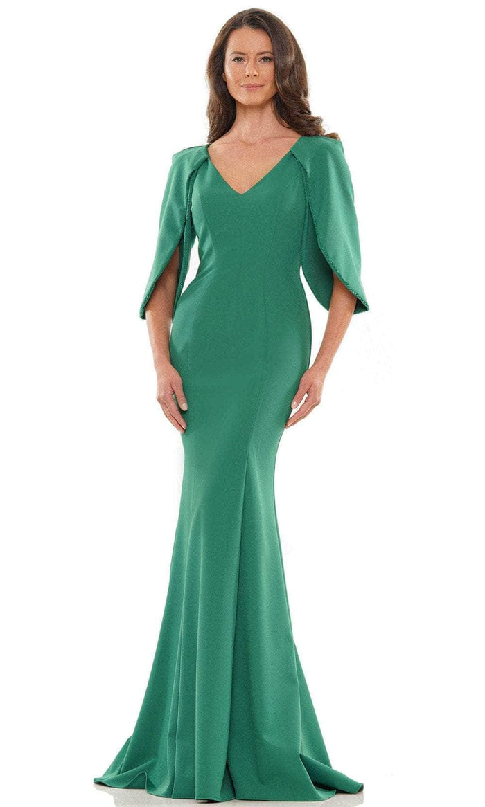 Marsoni by Colors MV1159 - Quarter Cape Sleeve Formal Gown Mother of the Bride Dresses 4 / Emerald