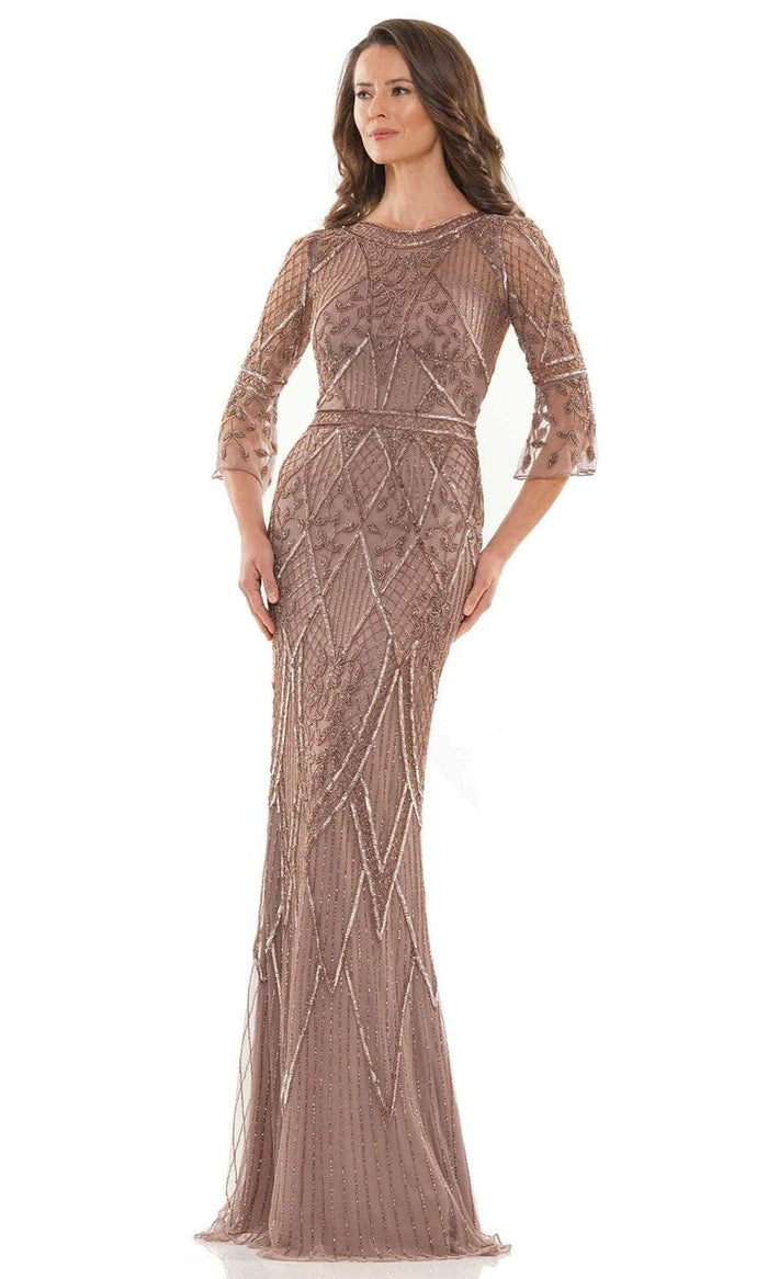 Marsoni by Colors MV1202 - Beaded Bell Sleeve Evening Dress Special Occasion Dress 4 / Dark Taupe