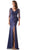 Marsoni by Colors MV1231 - Sheer Sleeve Peplum Evening Dress Evening Dresses 4 / Navy