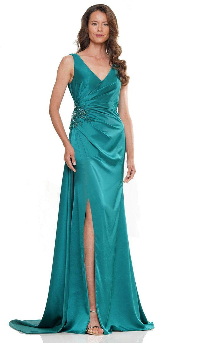 Marsoni by Colors MV1246 - Cowl Illusion Back Formal Gown Special Occasion Dress 4 / Emerald