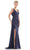 Marsoni by Colors MV1246 - Cowl Illusion Back Formal Gown Special Occasion Dress 4 / Navy