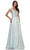 Marsoni by Colors MV1264 - Beaded Trim V-Neck Formal Gown Special Occasion Dress 4 / Seaglass