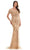 Marsoni by Colors MV1275 - Applique Mermaid Evening Dress Special Occasion Dress 4 / Gold