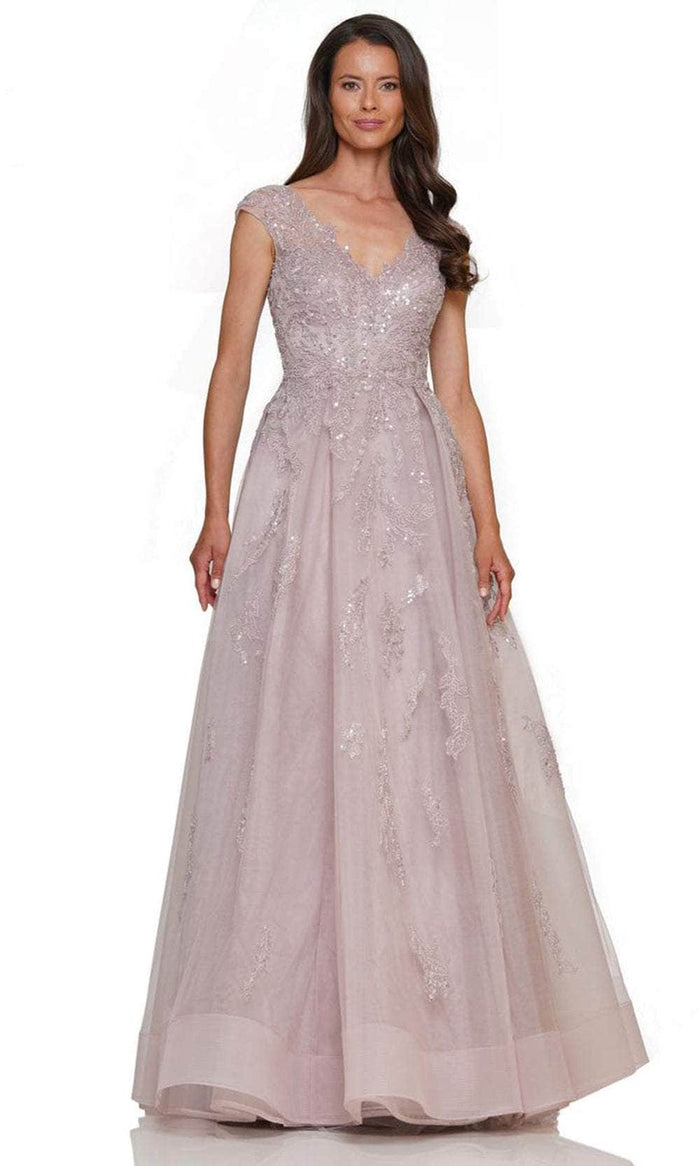 Marsoni by Colors MV1277 - Cap Sleeve Embroidered Prom Gown Mother of the Bride Dresses 6 / Light Rose