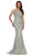 Marsoni by Colors MV1279 - 3D Floral Applique V-Neck Long Dress Special Occasion Dress 4 / Seaglass