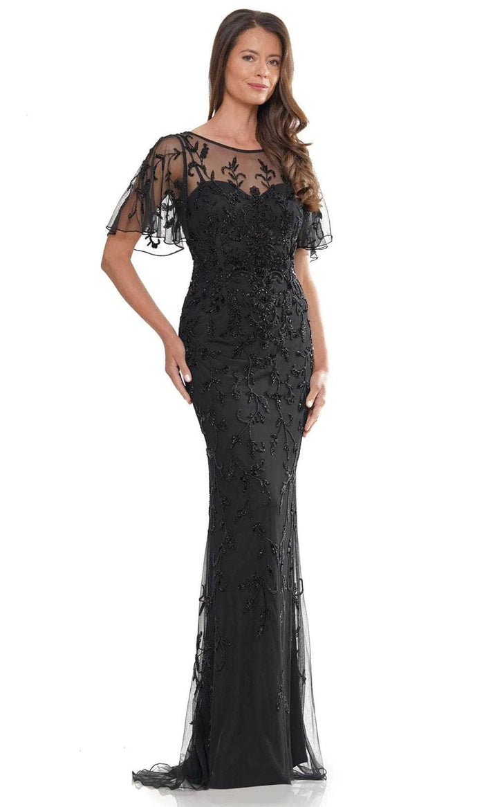 Marsoni by Colors MV1281 - Flutter Sleeve Evening Dress Special Occasion Dress 4 / Black