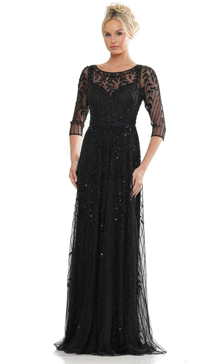 Marsoni by Colors MV1283 - Illusion Scoop Evening Dress Special Occasion Dress 6 / Black