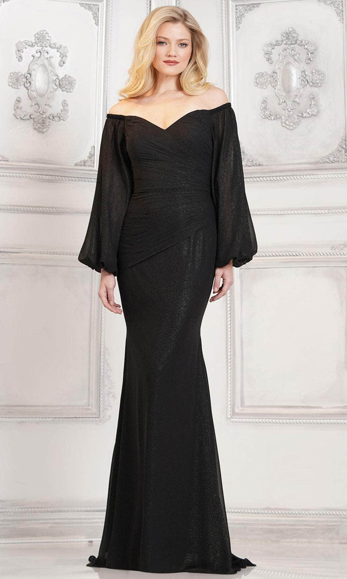 Marsoni by Colors MV1286 - Off Shoulder Bishop Sleeve Formal Gown Special Occasion Dress 6 / Black