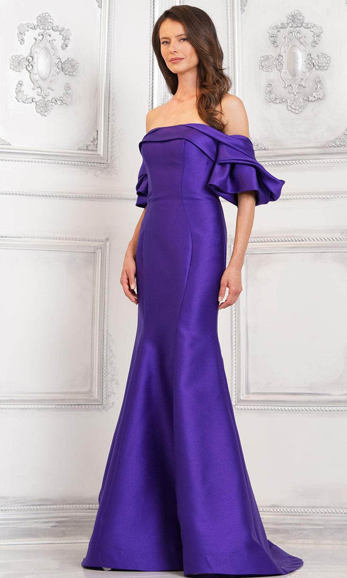 Marsoni by Colors MV1290 - Draped Sleeve Evening Gown Special Occasion Dress 4 / Amethyst