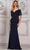 Marsoni by Colors MV1295 - Off Shoulder Illusion Sleeve Formal Gown Special Occasion Dress 6 / Navy