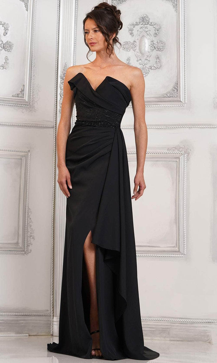 Marsoni by Colors MV1304 - V-Neck Ruched Bodice Prom Dress Prom Dresses 14 / Black