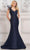 Marsoni by Colors MV1309 - Floral Appliqued Mermaid Formal Gown Special Occasion Dress 4 / Navy