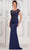 Marsoni by Colors MV1317 - Short Sleeve Embellished Evening Dress Special Occasion Dress 4 / Navy