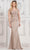 Marsoni by Colors MV1317 - Short Sleeve Embellished Evening Dress Special Occasion Dress 4 / Taupe