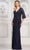 Marsoni by Colors MV1320 - Floral Sequin V-Neck Formal Gown Special Occasion Dress 6 / Navy