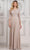 Marsoni by Colors MV1322 - Quarter Sleeve Beaded Evening Dress Special Occasion Dress 6 / Champagne