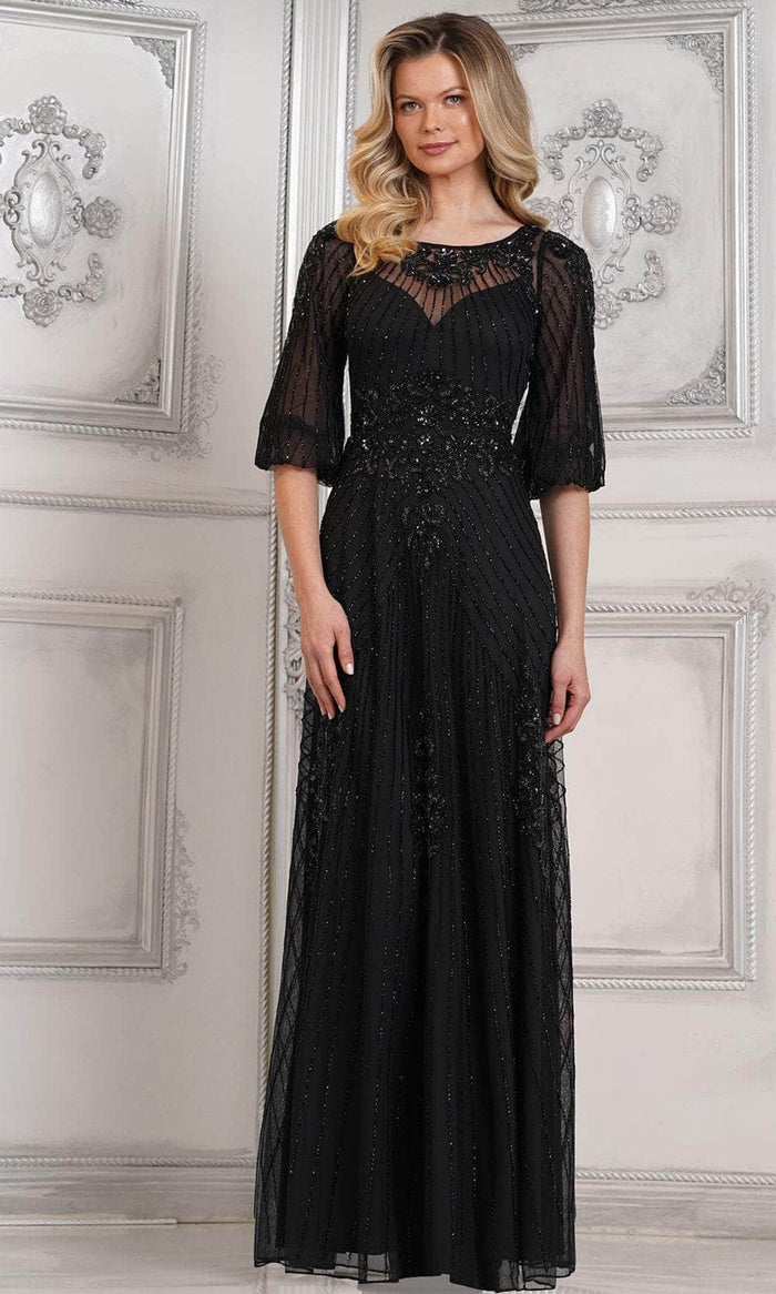 Marsoni by Colors MV1323 - Beaded A-Line Evening Dress Special Occasion Dress 6 / Black