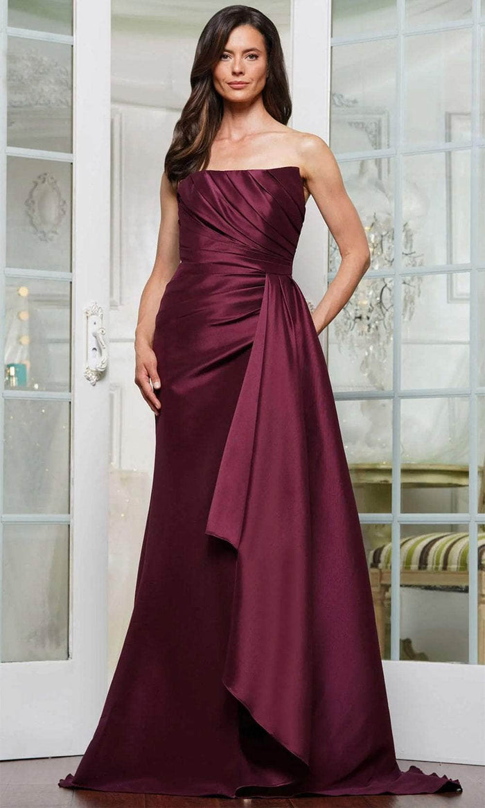 Marsoni by Colors MV1326 - Strapless Mikado Prom Dress Mother of the Bride Dresses 4 / Burgundy