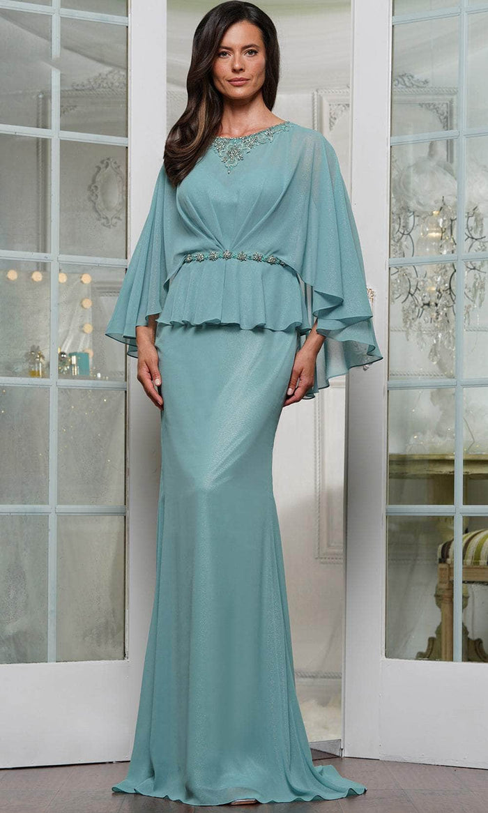 Marsoni by Colors MV1338 - Cape Chiffon Evening Dress Mother of the Bride Dresses 6 / Sage