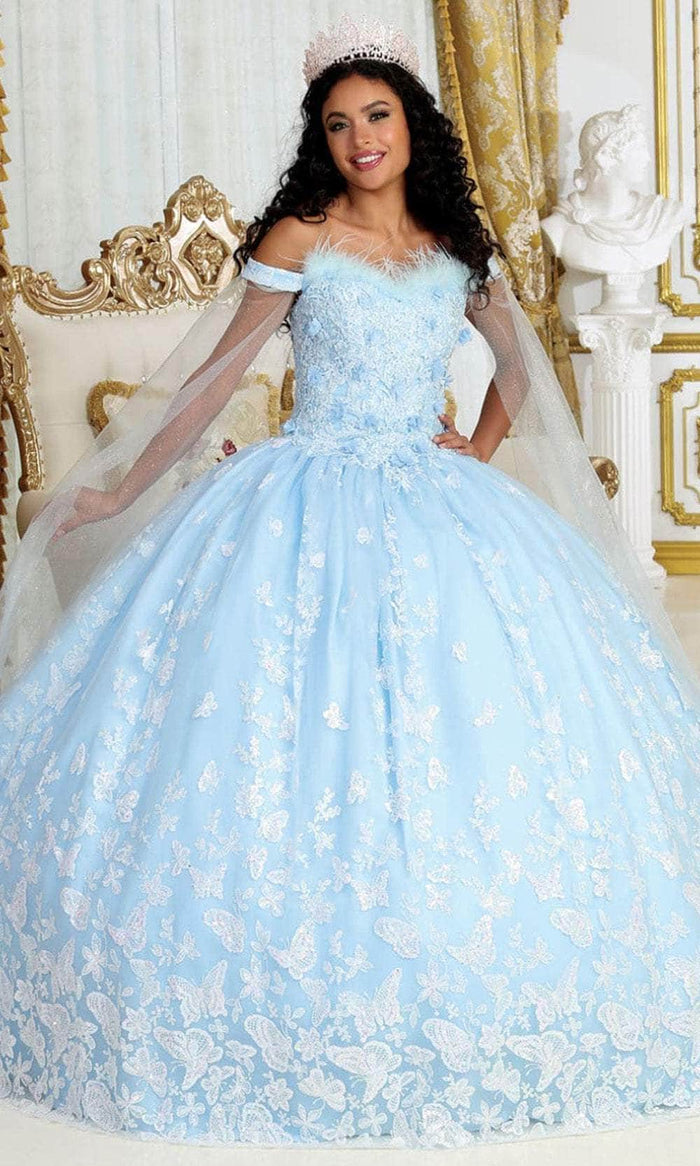 May Queen LK197 - Feather Trimmed Ballgown Quinceanera Dresses