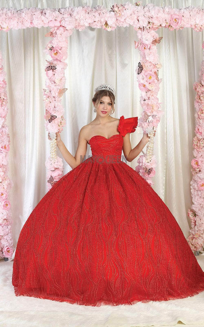 May Queen LK203 - Ruffled Sleeve Beaded Ballgown Special Occasion Dress