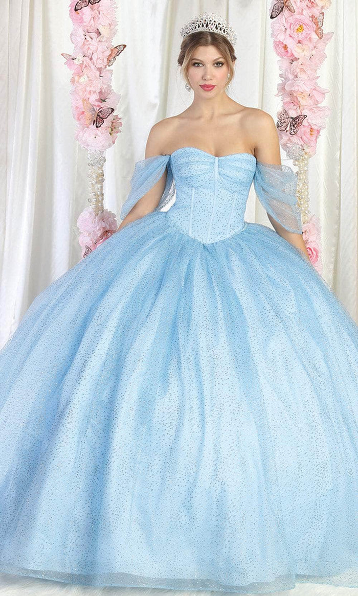 May Queen LK209 - Strapless Polka Dot Ballgown Ball Gowns 4 / Babyblue