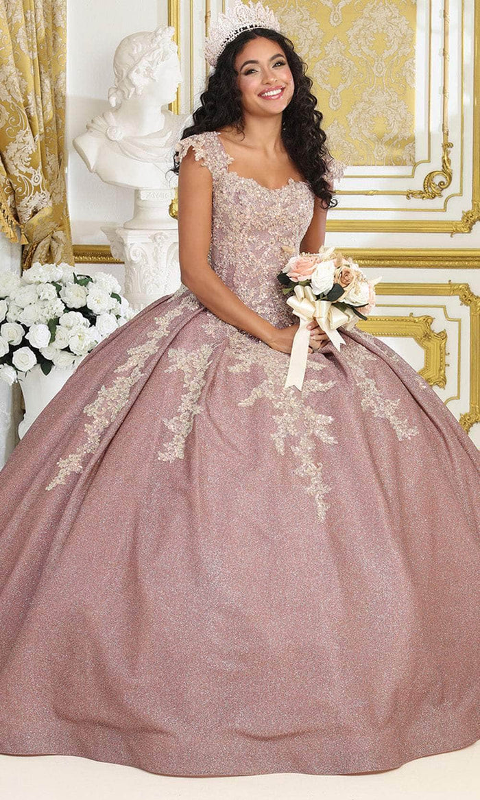 May Queen LK229 - Cap Sleeve Applique Ballgown Ball Gowns 4 / Mauve