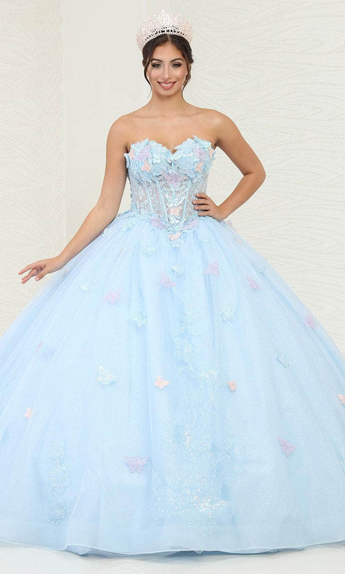 May Queen LK246 - Butterfly Sweetheart Ballgown Special Occasion Dress 2 / Baby Blue