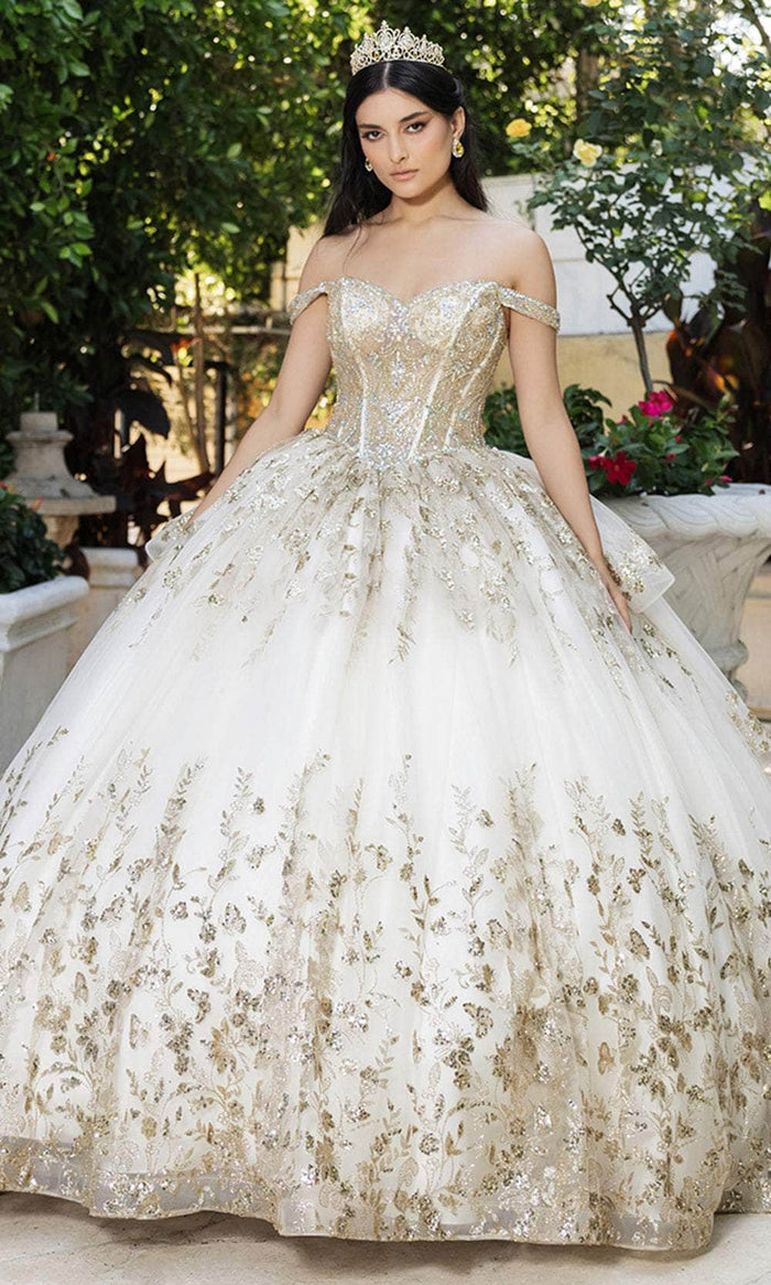 May Queen LK261 - Embellished Basque Ballgown Quinceanera Dresses 2 / Champagne